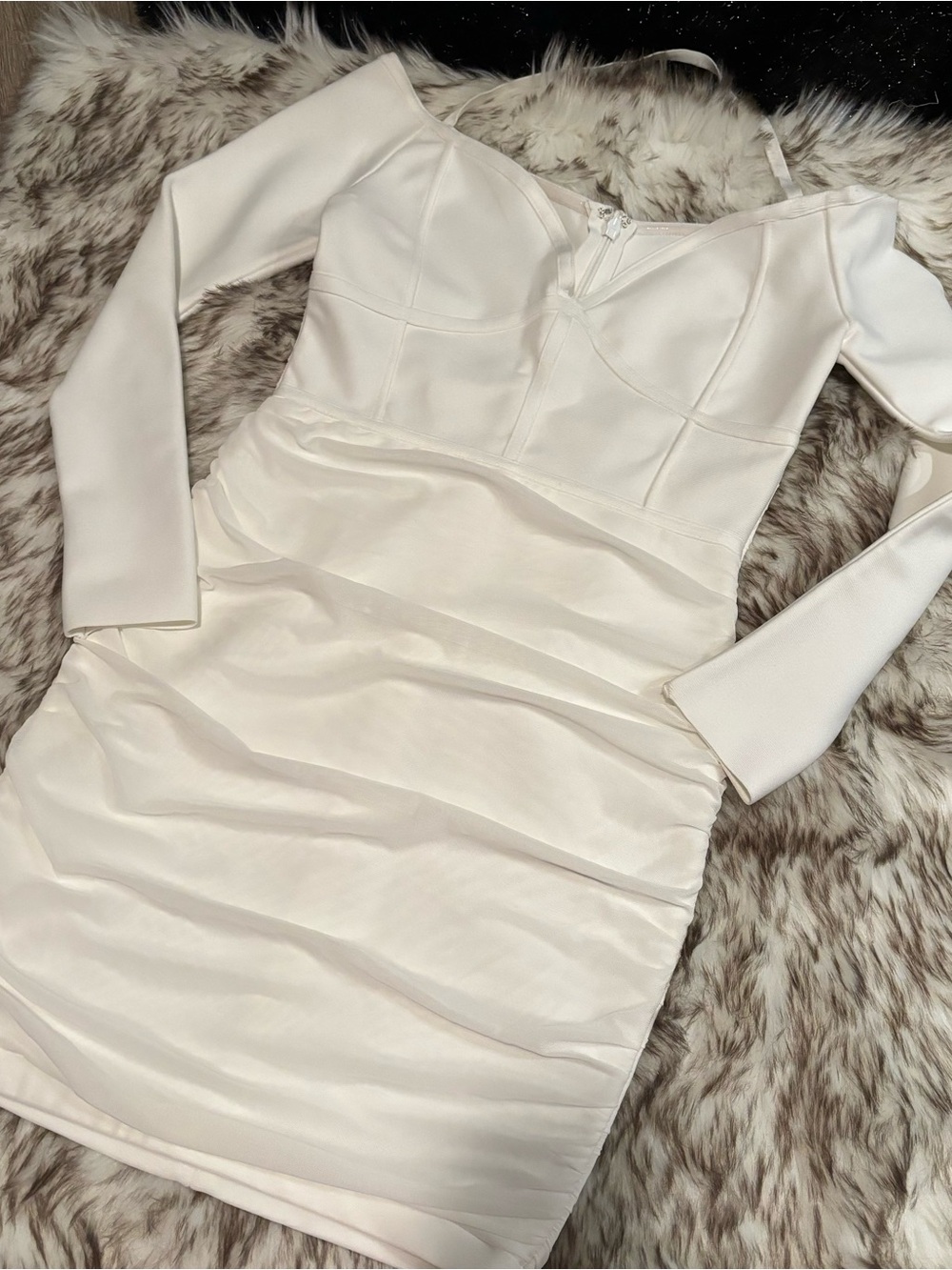 Long Sleeve Ivory Bodycon Dress